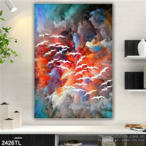 Tranh sơn dầu đàn chim bồ câu nghê thuật