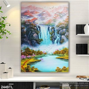 Tranh sơn dầu thác nước trang trí tường