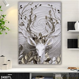 Tranh điêu khắc hươu mới nhất trang trí phòng khách