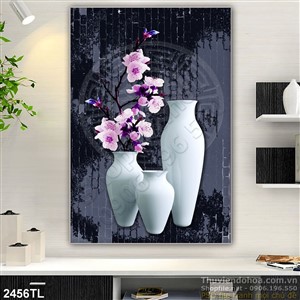 Tranh bình hoa đào đẹp độc đáo