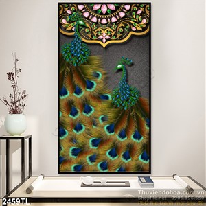 Tranh chim công trang trí tường đẹp