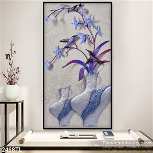 Tranh sơn dầu bình hoa lan đẹp độc đáo