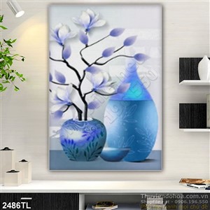 Tranh bình hoa đẹp trang trí phòng khách