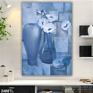 Tranh sơn dầu bình hoa nghệ thuật