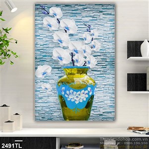 Tranh bình hoa Lan trang trí treo tường