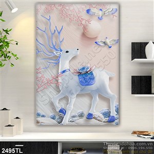 Tranh giả ngọc hươu trang trí treo tường