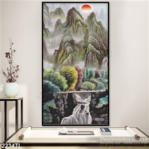 Tranh sơn dầu phong thủy trang trí phòng khách