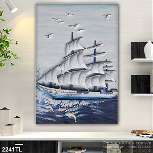 Tranh 3D điêu khắc thuận buồm xuôi gió