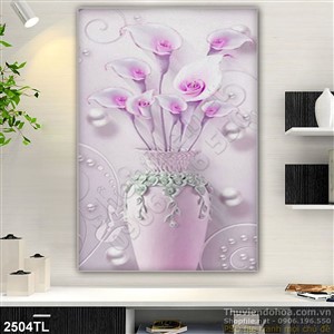 Tranh lục 3D bình hoa Vân môn trang trí phòng ngủ đẹp