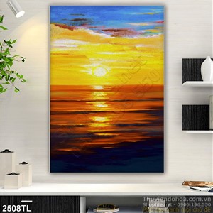 Tranh sơn dầu bình minh trên biển