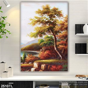 Tranh sơn dầu rừng cây đẹp