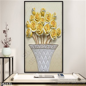 Tranh điêu khắc bình hoa hồng đẹp nhất