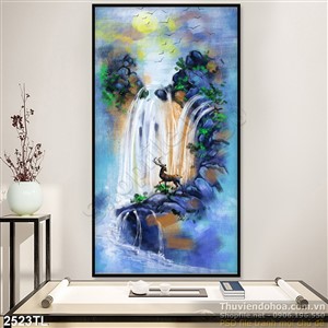 Tranh sơn dầu thác nước phong thủy đẹp