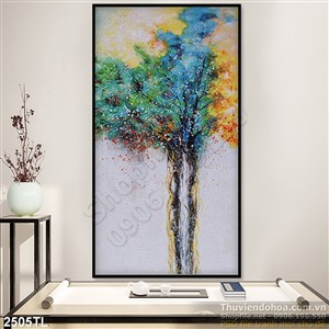 Tranh sơn dầu cây nghệ thuật trang trí