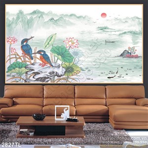 Tranh tranh hoa Sen và chim én