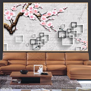 Tranh tường 3D hoa Đào đẹp nhất