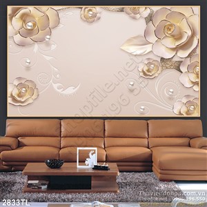 Tranh lụa 3D hoa hồng trang trí tường mới nhất