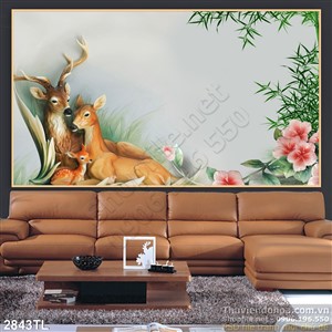 Tranh hươu trang trí phòng ngủ đẹp