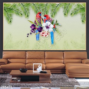 Tranh màu nước chim vẹt đẹp