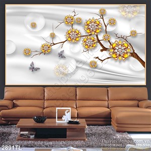 Tranh lụa 3D hoa mai đẹp nhất