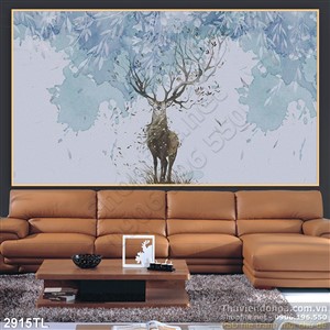 Tranh sơn dầu hươu trang trí treo tường đẹp