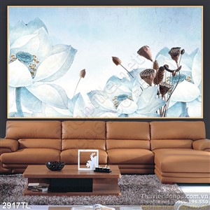 Tranh màu nước hoa Sen trang trí tường đẹp