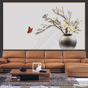 Tranh sơn dầu bình hoa treo tường đẹp