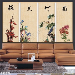 Tranh thư pháp tứ quý treo tường