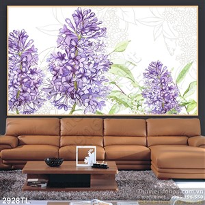 Tranh màu nước hoa dán tường