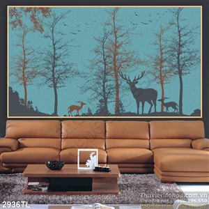 Tranh hươu trong rừng đẹp nhất