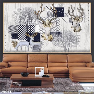 Tranh decor hiện đại con hươu trang trí phòng ngủ