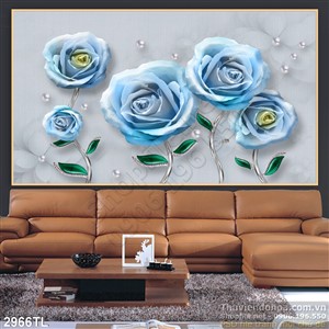 Tranh hoa hồng 3d ngọc trai đẹp