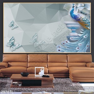 Tranh điêu khắc chim công trang trí tường