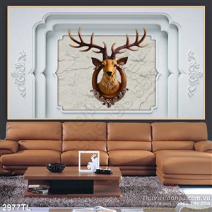 Tranh cửa sổ con hươu trang trí treo tường đẹp