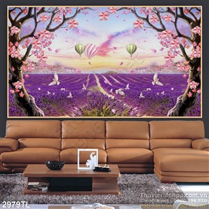 Tranh hoa Lavender trang trí phòng ngủ