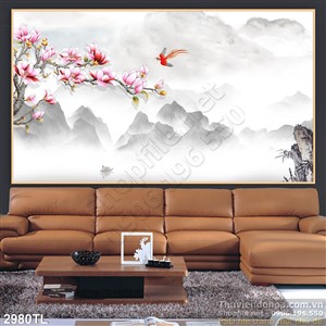 Tranh thư pháp hoa mộc lan đẹp nhất