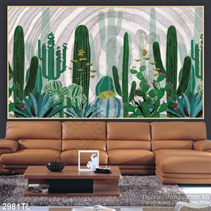 Tranh xương rồng decor quán cà phê đẹp