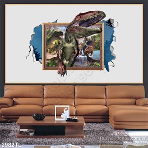 Tranh khủng long trang trí tường phòng ngủ