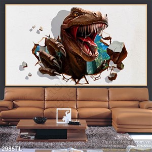 Tranh khủng long trang trí phòng bé