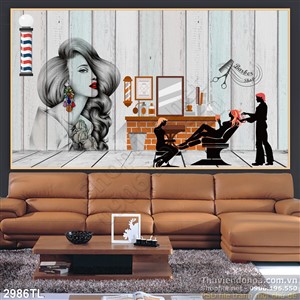 Tranh tiem toc barber trang trí salon tóc