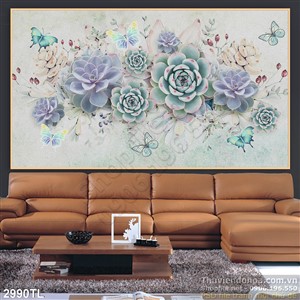 Tranh hoa Sen đá trang trí tường