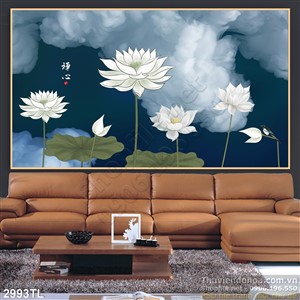 Tranh màu nước hoa Sen đẹp