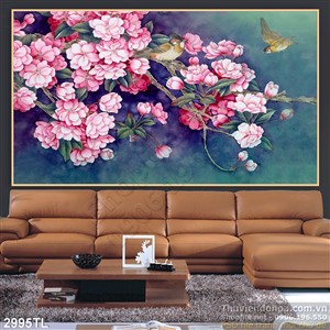 Tranh sơn dầu hoa mùa xuân đẹp