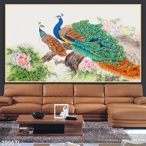 Tranh màu nước chim công đẹp nhất