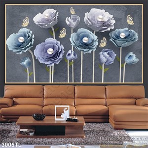Tranh hoa hồng ngọc trai trang trí tường đẹp