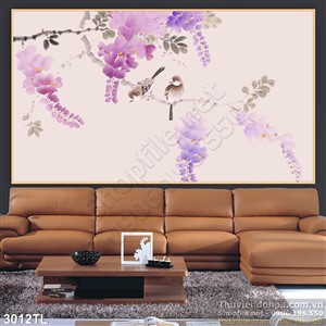 Tranh màu nước hoa tử đằng đẹp