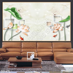 Tranh 3d hoa sen trang trí tường