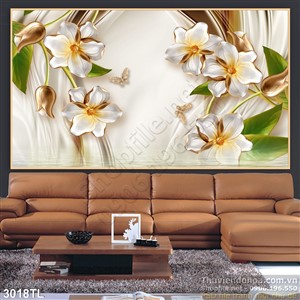 Tranh lụa hoa trang trí tường đẹp