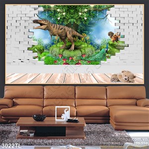 Tranh khủng long trang trí phòng bé