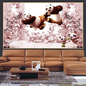 Tranh gấu panda trang trí phòng bé